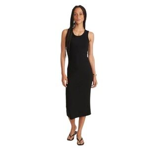 Marine Layer Lexi Ribbed Midi Dress Black S